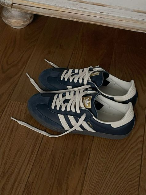 Navy Blue Sambas, Navy Sambas, Navy Samba, Copenhagen Shoes, Thrifted Shoes, Samba Classic, Skor Sneakers, Dr Shoes, Lifestyle Shoes