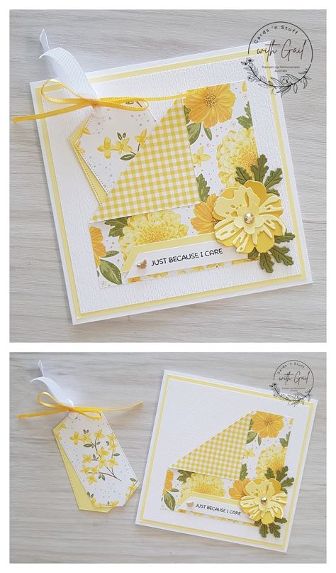 Gail Ellis, Valentine's Dinner, Tag Cards, Scrapbook Design Layout, Yellow Cards, Square Cards, Mini Cat, Slimline Cards, Stampin Up Card Ideas