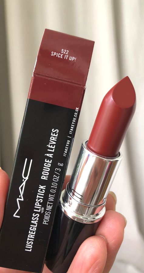 Mac Spice It Up Lipstick, Spice It Up Mac Lipstick, Mac Cosmetics Aesthetic, Mac Spice It Up, Mac Spice, Mac Lipstick Colors, Storybook Cosmetics, Mac Cosmetic, Mac Lipstick Shades