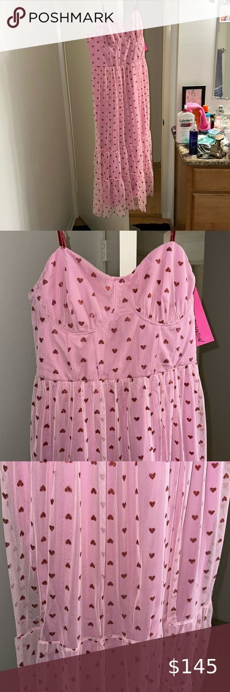 NWT Betsey Johnson Pink Heart Tulle Valentines Day Dress Valentines Day Dress, Valentines Day Dresses, Pink Sparkly, Betsey Johnson Dresses, Betsy Johnson, Day Dress, Red Fashion, Pink Heart, Betsey Johnson