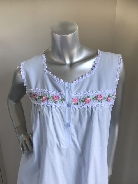 Embroidery Nighty Designs, Cotton Nighty For Women, Summer Floral Embroidered Nightgown For Daywear, Embroidered Summer Nightgown, Spring V-neck Nightgown With Lace Trim, Feminine Lace Trim V-neck Nightgown, Summer V-neck Nightgown With Lace Trim, Sleepwear Fashion, Bright Boho