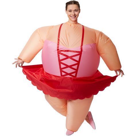 This inflatable unisex ballerina costume consists of a costume including a fan with battery compartment and instructions. 4 AA batteries are required to power the costume and these are not included. Material 100 polyester. Fancy dancing up in a tutu Impress everyone with your grace and poise in this inflatable ballerina costume. Pirouette into the hearts of all the other party goers at any fancy dress or Halloween party. You'll be sure to have all eyes on you in this inflatable ballerina costume. With the right makeup and accessories, use your imagination and create the character of your choice. You'll find plenty more products such as wigs and costumes for women, men and children here in our online shop. Ballerina Costume, Halloween Costume Mask, Inflatable Costumes, Target Dress, Funny Ads, Very Funny Pictures, Romantic Dress, Sushi Rolls, Real Funny Jokes