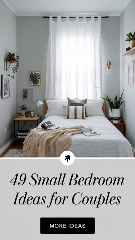 Transform your small bedroom into a cozy retreat with these 49 inspiring ideas for couples. Featuring minimalist layouts, functional furniture, and elegant designs perfect for compact spaces. Discover your ideal look! #SmallBedroomIdeas #CouplesBedroom #MinimalistDesign #CozySpaces 🛏️🌿 Small Bedroom With Two Doors Layout, Simple Room Ideas For Couples, 400 Sq Ft Bedroom Ideas, Couple One Bedroom Apartment Ideas, Small Bedroom For Couples Ideas, Small Couple Bedroom Decor, Bf Gf Bedroom Ideas, Small Room Couple Ideas, Shared Apartment Bedroom