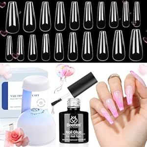 Nail Tips Coffin, Easy Diy Nails, Nail Glue Gel, Natural Nails Manicure, Nail Art Diy Easy, Milky Nails, Uv Nail Lamp, Soft Gel Nails, Acrylic Nail Kit