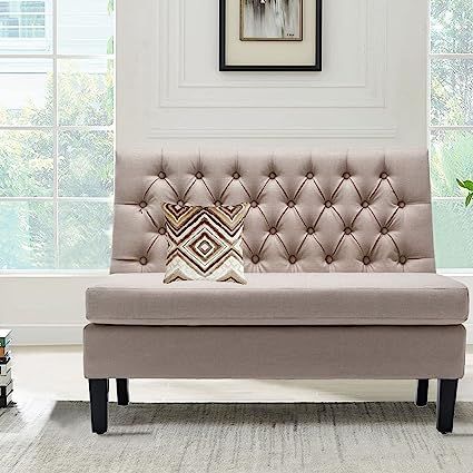 TONGLI Modern Settee Bench Banquette loveseat Sofa Button Tufted Fabric Sofa Couch Ding Bench Chair 2-Seater Bench Banquette, Modern Banquette, Entryway Seating, Modern Settee, Button Tufted Sofa, Banquette Dining, Banquette Bench, Upholstered Banquette, Settee Bench