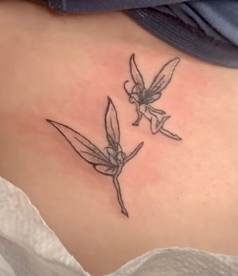 Two Fairies, Stick And Poke Tattoos, Tattoo Fairy, Fairy Tattoo, Stick And Poke, Aesthetic Tattoo, Tattoo On, We Heart It, Lost