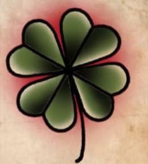 Neo Traditional Clover Tattoo, Good Luck Tattoo Traditional, American Traditional Four Leaf Clover, Clover Tattoo Traditional, Traditional Clover Tattoo, Leprechaun Tattoos, Border Tattoo, Plant Tattoos, Circus Tattoo