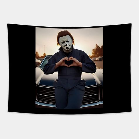 Retro Michael Meyers Heart Hands TShirt Funny Horror Movie Halloween Shirt. -- Choose from our vast selection of tapestries to match with your desired size to make the perfect custom tapestry. Pick your favorite: Movies, TV Shows, Art, and so much more! Available in small, medium, large. Perfect for decorations in apartments, bedrooms, and dorm rooms. Horror Bedroom, Halloween Tapestry, Michael Meyers, Michael Meyer, Horror Movies Funny, Funny Horror, Tshirt Funny, Heart Hands, Michael Myers