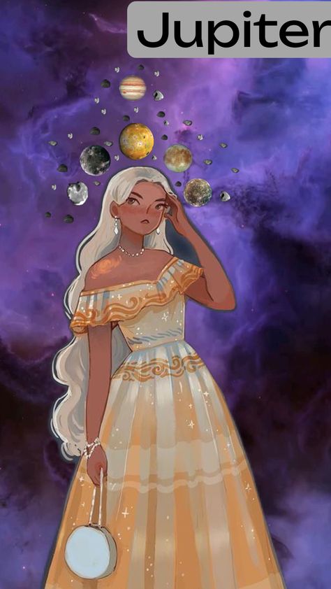 #space #vintage #fashion #planets #astronomy #jupiter #zeus Jupiter As A Human, Jupiter Planet, Fantasy People, Space Vintage, Plant People, Indie Drawings, Female Human, Themed Outfits, Astronomy