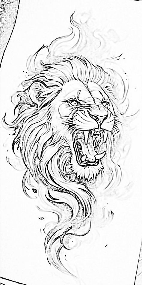 Lion Tattoo Stencil Outline, Lion Skull Drawing, Loin Tattoos, Miracle Tattoo, Lion Outline, Sleeve Inspiration, Krishna Tattoo, Cross Drawing, Nova Art