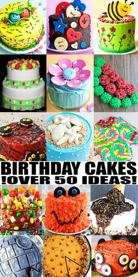 BIRTHDAY CAKE IDEAS, RECIPES AND TUTORIALS- Learn how to make lots of quick and easy homemade birthday cakes for kids (boys and girls) and adults (men and women). Decorate with colorful buttercream frosting/ icing, chocolate, candies, fondant or store-bought toppers. From CakeWhiz.com #cakedecorating #cakes #dessert #birthday #kids Easy Cake For Men, Fun Birthday Cakes For Adults, Kids Birthday Cake Flavors, Easy Birthday Cake Decorating Ideas, Birthday Cake For Kids Boy, Fun Birthday Cakes For Women, Easy Decorated Cakes, Funfetti Birthday Cake Ideas For Men, Cakes For Kids Boys