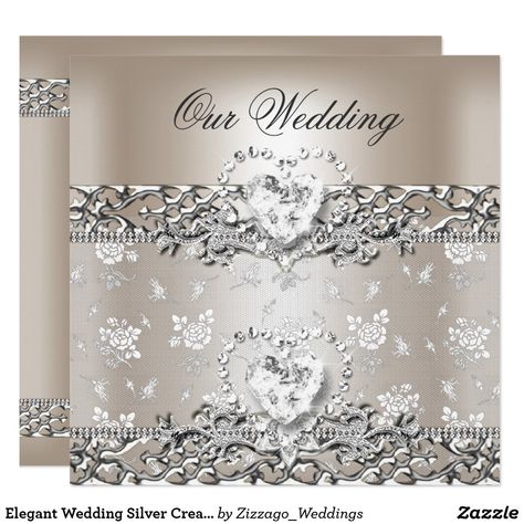 Elegant Wedding Silver Cream Diamond Heart Invitation Nubian Wedding, Walmart Wedding, Heart Invitation, Candle Embellishments, Silver Wedding Theme, Wedding Invitations Wording, Wedding Invitations Cheap, Invites Template, Classy Invitations