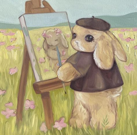 Artist Prints, Bel Art, Bunny Painting, Art Mignon, Cute Paintings, Fairytale Art, Print Artist, Funky Art, الرسومات اللطيفة