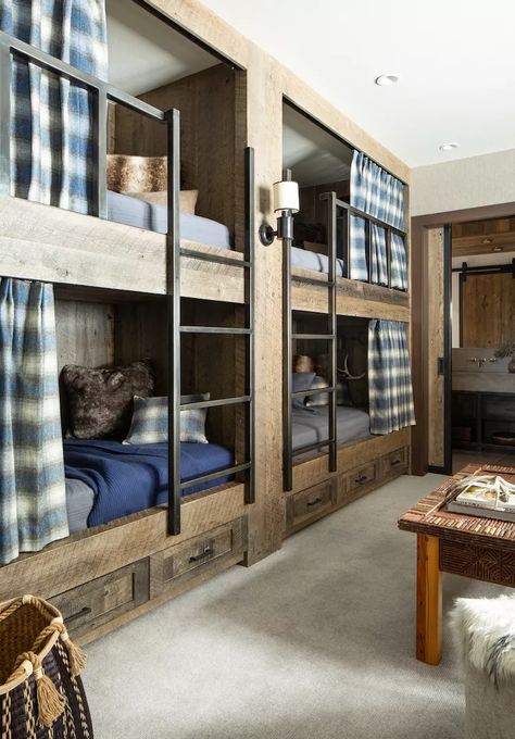 Bunk Room Ideas, Bunk Beds Built In, Mechanical Room, Built In Bunks, Bunk Rooms, Hunting Camp, Mountain Living, Bunk Room, Bunk House