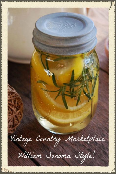 Vintage Country Style: Lemon Rosemary Vanilla DIY William Sonoma Potpourri Vanilla Diy, Clean Hacks, Simmering Potpourri, Deep Cleaning Hacks, House Smell Good, Lemon Rosemary, Vinegar Cleaning, Room Scents, Cleanse Me