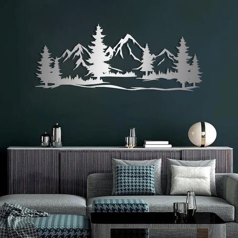 PRICES MAY VARY. 【Mountain Metal Wall Decor】 Mountain and forest metal wall art is an absolute must have for those seeking a delicate blend of nature and art. This elegant and sophisticated wall decoration cleverly embodies the synergy between metal craftsmanship and the beauty of the outdoors 【Add Charm and Beauty】 It will always captivate and appreciate your visitors as well as yourself, with vertical outdoor metal wall art made with attention to detail and finished with a smooth metal finish Metal Christmas Decorations, Outdoor Metal Wall Decor, Barn Wood Art, Makerspace Ideas, Mountain Wall Decor, Outdoor Metal Wall Art, Cnc Art, Wall Art Landscape, Forest Decor