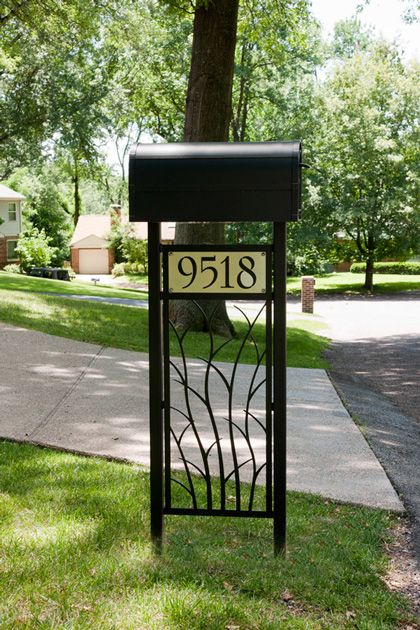 Branches Mailbox Stand by Trellis Art Designs Unique Mailbox Post Ideas Diy, Iron Mailbox Ideas, Wrought Iron Mailbox Ideas, Metal Mailbox Ideas, Wrought Iron Mailbox, Entry Designs, Trellis Art, Country Mailbox, Iron Mailbox