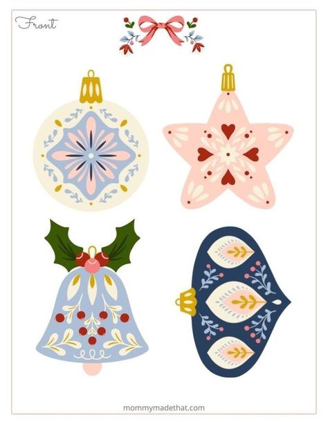 Christmas Free Printables, Nordic Ornaments, Christmas Ornament Coloring Page, Folksy Christmas, Printable Christmas Ornaments, Ornament Template, Ornament Design, Christmas Inspo, Free Christmas Printables