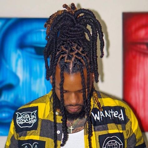 Shoulder Length Locs Styles Men, Loc Updo For Men, Updo Dreadlock Styles For Men, Men Updo Loc Styles, Cool Guy Hairstyles, Men Loc Styles Long, Dreadlock Styles Men, Loc Styles For Men Updo, Long Loc Styles For Men