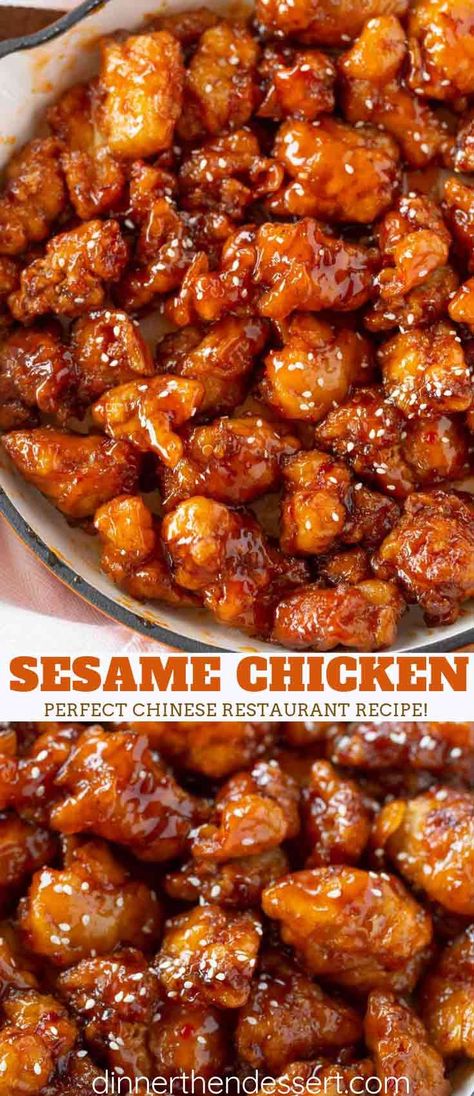 Crispy Sesame Chicken is easy to make with super crispy batter and delicious sesame sauce you'll skip the takeout and done in just 30 minutes! #chinese #chinesefood #sesamechicken #crispy #takeout #copycat #chicken #dinner #kidfriendly #dinnerthendessert Sesame Sticks Recipe, Chinese Sesame Chicken, Sesame Chicken Sauce, Chinese Honey Chicken, Crispy Sesame Chicken, Easy Sesame Chicken, Honey Sesame Chicken, Sesame Chicken Recipe, Sesame Sauce