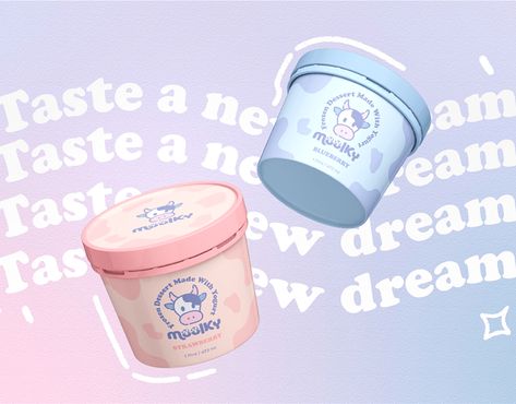 Cotton Candy Yogurt Branding, Ice Cream Branding, Ice Cream Bucket, Cream Branding, Yogurt Brands, Yogurt Packaging, Blue Ice Cream, Ice Cream Logo, Ice Cream Poster