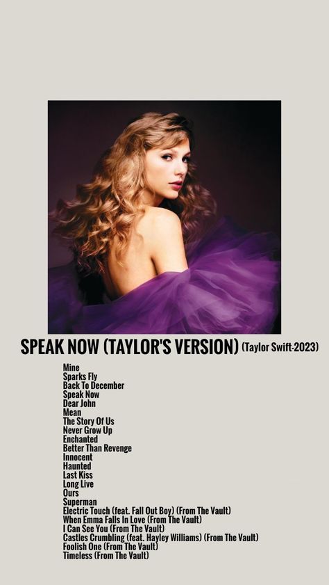 Taylor Swift Album Poster Speak Now, Taylor Swift Speak Now Tracklist, Alternative Minimalist Music Album Poster Taylor Swift, Speak Now Album Taylor Swift, Taylor Swift Albums List, Foolish One Taylor Swift, Taylor Swift Songs List, Minimalist Music, Taylor Swift Speak Now