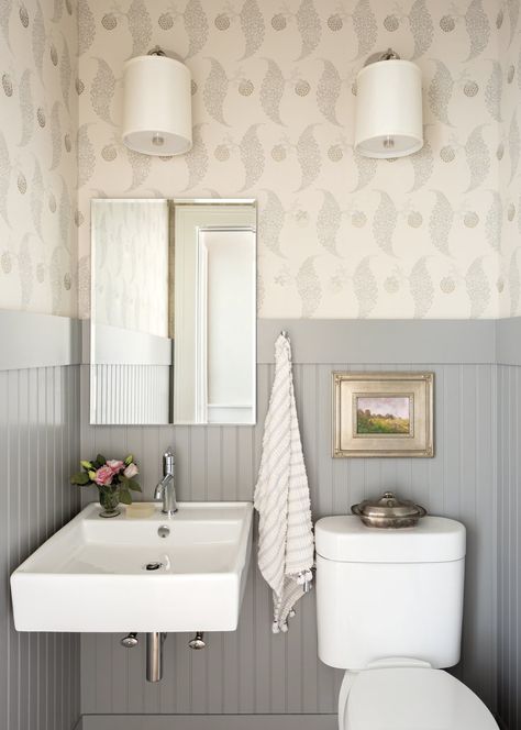 Top 10: Your Ultimate Guide to Wall Treatments • Emily Rone Home Beadboard Bathroom Walls, Beadboard Bathroom Ideas, Bathroom Beadboard Ideas, Bathroom Beadboard, Traditional Sitting Room, Small Narrow Bathroom, Beadboard Ideas, Painted Beadboard, Beadboard Wallpaper