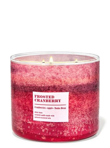 Frosted Cranberry 3-Wick Candle | Bath & Body Works Cranberry Candles, Frosted Cranberry, Frosted Candles, Peppermint Sugar Cookies, Candle Bath, Fruit Pops, Peppermint Sugar, Bath N Body Works, Seasonal Candles