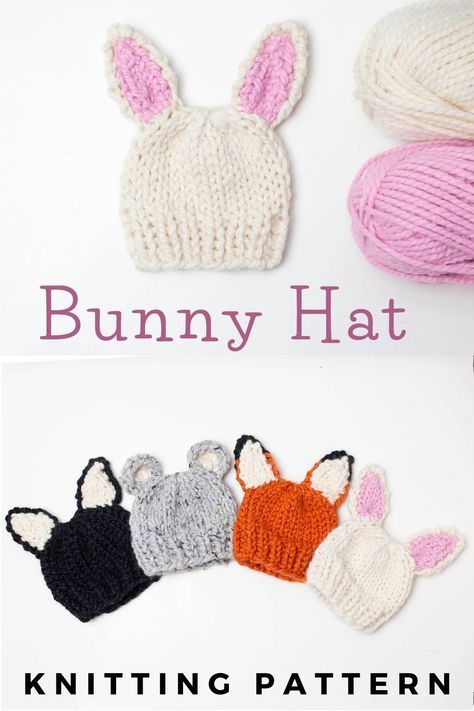 Two Tone Bunny Ears Hat Free Knitting Pattern Free Chunky Knitting Patterns, Bunny Ears Hat, Hat Free Knitting Pattern, Baby Bunny Hat, Pixie Bonnet, Love Crafts, Baby Hat Knitting Pattern, Hat Knitting Pattern, Chunky Knitting Patterns