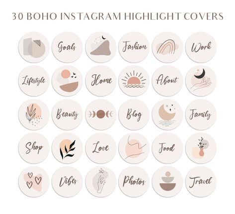 - Download these free boho Instagram highlight covers and story icons to add a touch of style to your social media. #boho #instagram #highlight #story Boho Icons, Boho Instagram, Zestaw Ikon, Instagram Emoji, Blogger Lifestyle, Insta Icon, Cream Aesthetic, Instagram Highlight Covers, Pink Instagram