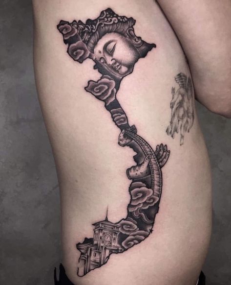 Thai Modern, Samurai Tattoo Sleeve, Vietnam Tattoo, Tattoo Process, Geisha Tattoo, Map Tattoos, Anchor Tattoos, Buddha Tattoo, Mini Tattoo