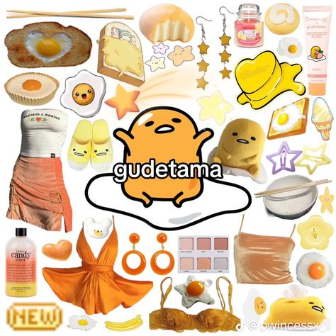 Gudetama Outfit, Gudetama Costume, Sanrio Inspired Outfit, Sanrio Ideas, Tsitp Outfits, Clothing Drawings, Sanrio Outfits, Tropical Outfits, Hello Kitty Clothes