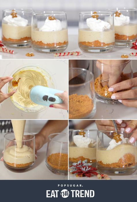 The Domestic Geek shares with us her festive and easy no-bake gingerbread cheesecake that will be your go-to holiday party dessert! December Treats, Cardio Dance Workout, Holiday Party Desserts, Gingerbread Dessert, Molasses Recipes, Gingerbread Cheesecake, Domestic Geek, Dessert Cups Recipes, Cardio Dance