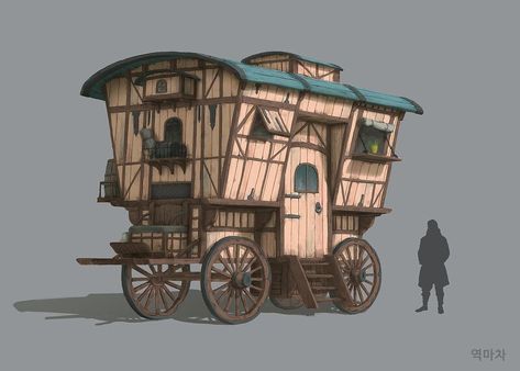 Fantasy Carriage Concept Art, Medieval Wagon, Tangled Concept Art, Old Dragon, Horse Wagon, Fantasy Props, Portfolio Inspiration, Fantasy House, Fantasy Map