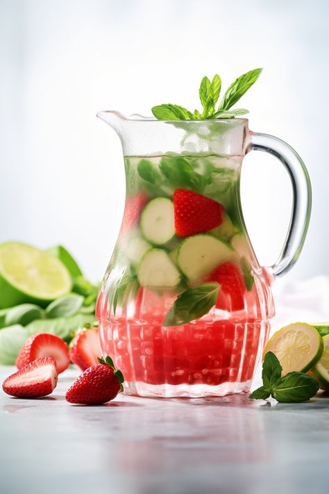 Refreshing Low-Carb Strawberry, Cucumber, and Basil Hydration Juice Recipe for Keto Diet #ketodiet #ketorecipes #lowcarb Low Glycemic Juice Recipes, Hydration Juice, Strawberry Cucumber, Keto On A Budget, Low Glycemic Foods, Cucumber Juice, Low Carb Protein, Hydrating Drinks, Citrus Twist