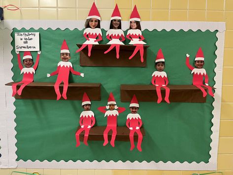 Elf On The Shelf Classroom Door Ideas, This Hallway Is Under Elf Surveillance, Elf Movie Bulletin Board, Christmas Display Ideas School, Hospital Christmas Decorations Diy, Elf On The Shelf Bulletin Board, Door Decorations Classroom For Christmas, Elf On The Shelf Classroom Door, Christmas Classroom Display