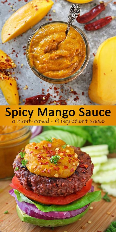 Just in time for grilling season, I have the perfect recipe to pair with my favorite plant-based burgers and sausages. Made with only 9 ingredients, this plant-based Spicy Mango Sauce is delicious as a dip or smothered on BEYOND BURGER Plant-Based Patties or BEYOND SAUSAGE. Naturally sugar-free and gluten-free, this is a wholesome and easy mango sauce recipe. Plant Based Mango Recipes, Hummus Burger, Mango Sauce Recipe, Beyond Sausage, Vegan Dressings, Beyond Meat Burger, Meatball Appetizer Recipe, Caribbean Vibes, Seasoning Blends