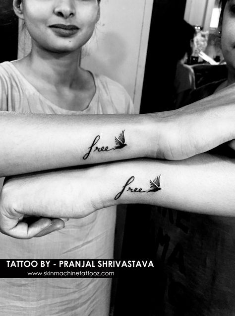 Free Bird Tattoos For Women, Bird Finger Tattoo, Wrist Tattoo Ideas Female, Best Friends Tattoos, Free Bird Tattoo, Friends Tattoos, Middle Finger Tattoos, Bird Tattoos For Women, Bird Tattoo Wrist