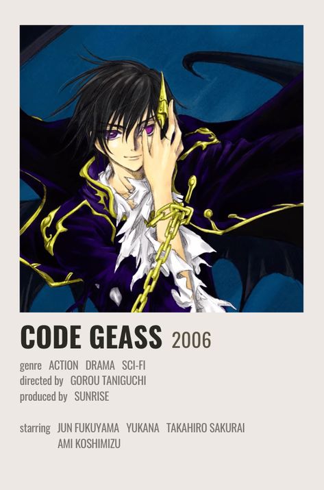 code geass • anime poster Code Geass Anime, Anime Poster, Code Geass, Drama, Coding, Movie Posters, Anime, Quick Saves, Film Posters