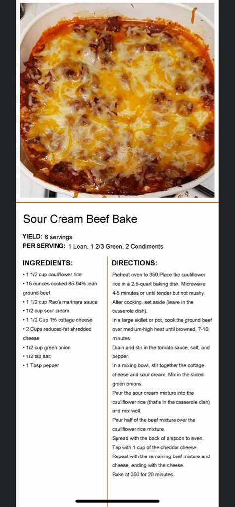 Sour Cream Beef Bake, Beef Bake, Lean Protein Meals, Creamed Beef, Lean And Green, Lean Meals, Lean And Green Meals, Protein Meals, Cooking Set