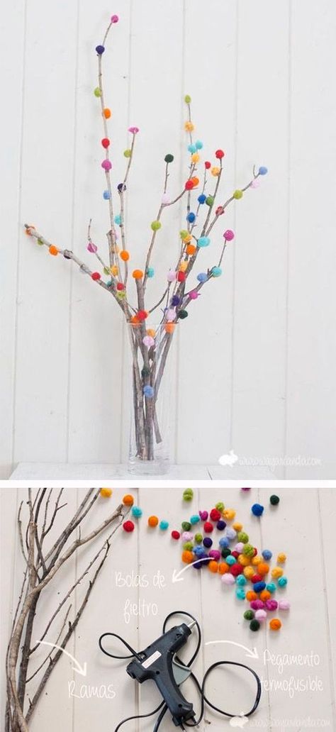 Pompon Whimsical Halloween Decor, House Maximalist, Aesthetic Aurora, Pompom Crafts, Diy – Velikonoce, Autumn Projects, Pom Pom Tree, Diy Frühling, Kerajinan Diy