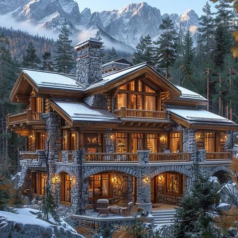 Fancy Buildings, Log Cabin Mansions, Witchy Bedroom, Large Cabin, Cabin Mansion, Mountain Dream Homes, Luxury Log Cabins, Courtyard Landscaping, Log Cabin Living