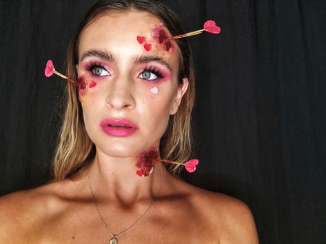 Zombie Cupid Costume, Scary Cupid Costume, Cupid Costume Makeup, Dark Cupid Costume, Creepy Cupid, Cupid Halloween Makeup, Cupid Makeup Halloween, Evil Cupid Costume, Valentine Halloween Costume