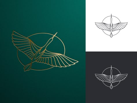 Heron Logo, Crane Logo, Heron Tattoo, Art Deco Bird, Art Deco Logo, Crane Tattoo, Expert Logo, Deer Illustration, Crane Design