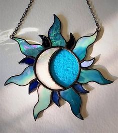 Tattoo Ideas Moon And Sun, Tattoo Moon And Sun, Tattoo Ideas Moon, Glass Window Wall, Eclipse Phase, Sun Lights, Stained Glass Patterns Free, Stained Glass Light, Moon Eclipse