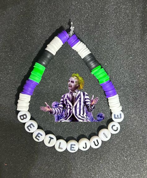 Beetlejuice (Beetlejuice) Heishi Bracelet #heishibracelets #handmadejewelry #handmadebracelets #heishibracelets #beadedbracelets #bracelets #personalizedbracelets #personalizedbracelet #etsy #etsyshop #etsyseller #etsyfinds #etsysellersofinstagram #etsyjewelry #etsyjewelryshop #etsysellersofinstagram #etsyhandmade #etsyjewelry #beetlejuice #beetlejuicebeetlejuicebeetlejuice #beetlejuicecosplay #beetlejuiceart #beetlejuice2 #beetlejuicemusicalfanart #halloween🎃 #halloweenbracelet #halloweenb... Beetle Juice Bracelets, Beetlejuice Beaded Bracelet, Halloween Clay Braclets, Beetlejuice Bracelet, Halloween Themed Handmade Beaded Bracelets, Beetlejuice Necklace, Halloween Bracelet, Personalized Bracelets, Bracelet Crafts