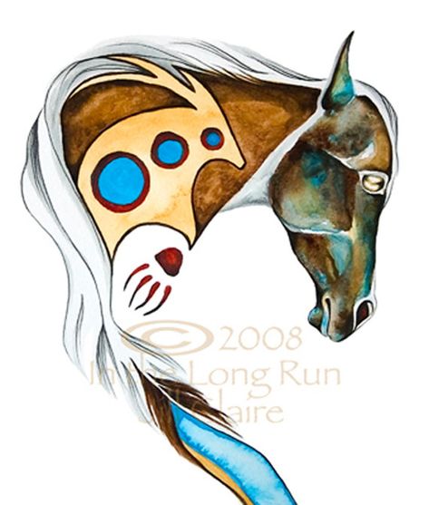 Fine Horse Art Giclee print from Original watercolor & graphite painting by Jill Claire featuring a Native Horse married with game seeking. Image size is 8 X 10 printed with Epson inks on 8.5 X 11 heavy weight Epson matte paper, mounted on foam board and slipped into a re-sealable pouch Native Paintings, Native Horse, Horses Art, Buffalo Art, Native American Horses, Indian Horses, Painted Horses, Native American Paintings, Native American Symbols