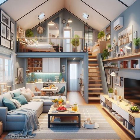 Look at this🥰🥰😍 - Tiny House Interior Tiny House Loft Bedroom, Garage Apartment Plans, House Big, Tiny House Loft, Tiny House Inspiration, Tiny House Floor Plans, Loft Decor, Tiny House Decor, Tiny House Interior