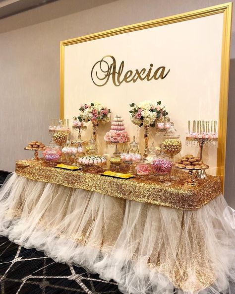 Candy Dessert Table, Candy Table Decorations, Sweet 15 Party Ideas, Quinceanera Planning, Quince Decorations, Cakes And Desserts, Quinceanera Decorations, Sweet 16 Birthday Party, Quinceanera Party