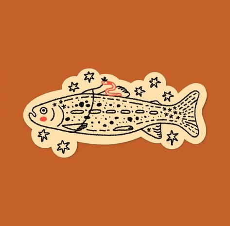 Gone Fishin' Vinyl Sticker -  #Fishin #sticker #Vinyl Fortune Teller Fish Tattoo, Etsy Sticker Ideas, Car Vinyl Stickers, Stickers Drawing Ideas, Cool Sticker Ideas, Sticker Art Ideas, Cottage Core Stickers, Vinyl Sticker Ideas, Fish Graphic Design